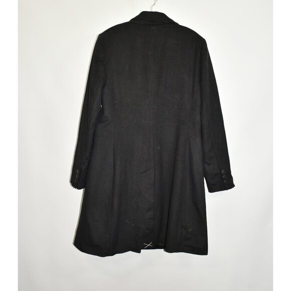 NEW $320 HALOGEN WOOL BLEND Notch Collar TAILORED TRENCH COAT WINTER BLACK - Picture 8 of 11